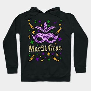 Mardi Gras 2020 Girls Mask Beads New Orleans Party Hoodie